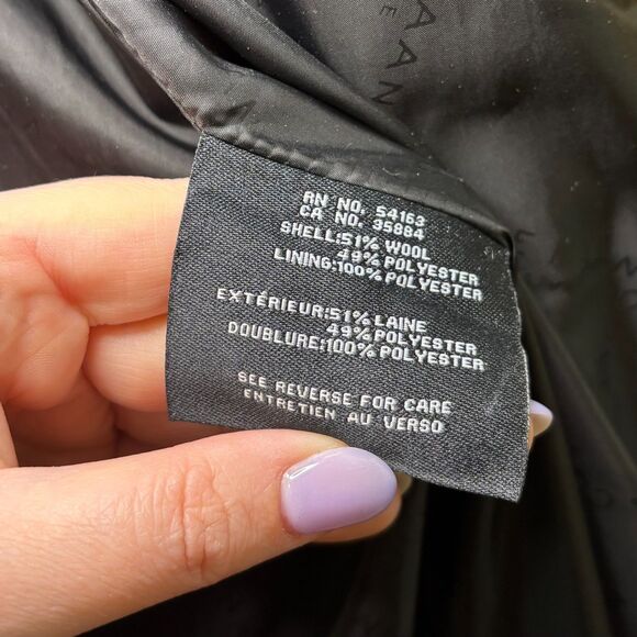 Cole Haan Signature Coat Walker Peacoat Snap Collar Wool Blend Grey Size 8 - Picture 4 of 4